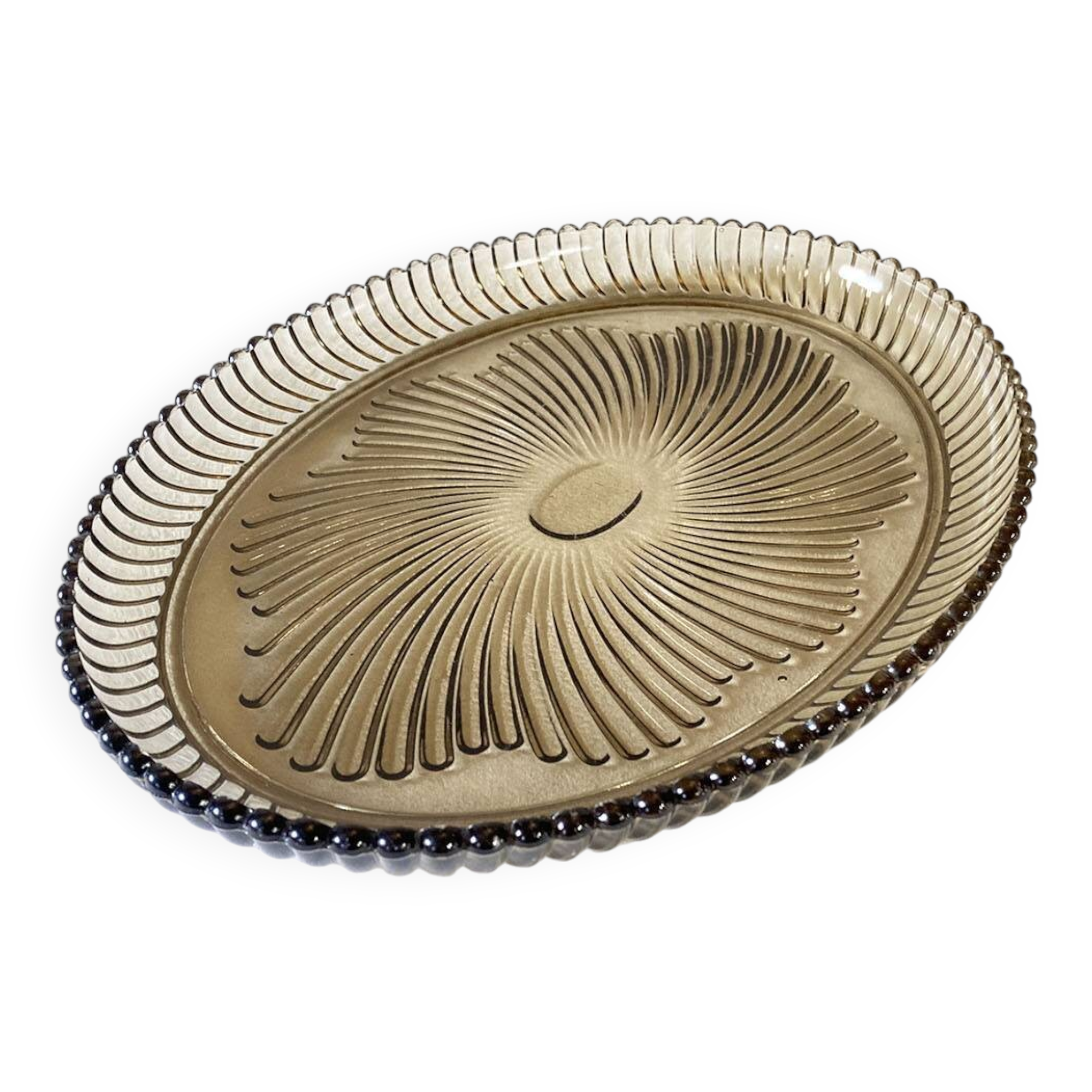 Oval serving dish in Bayel fluted glass