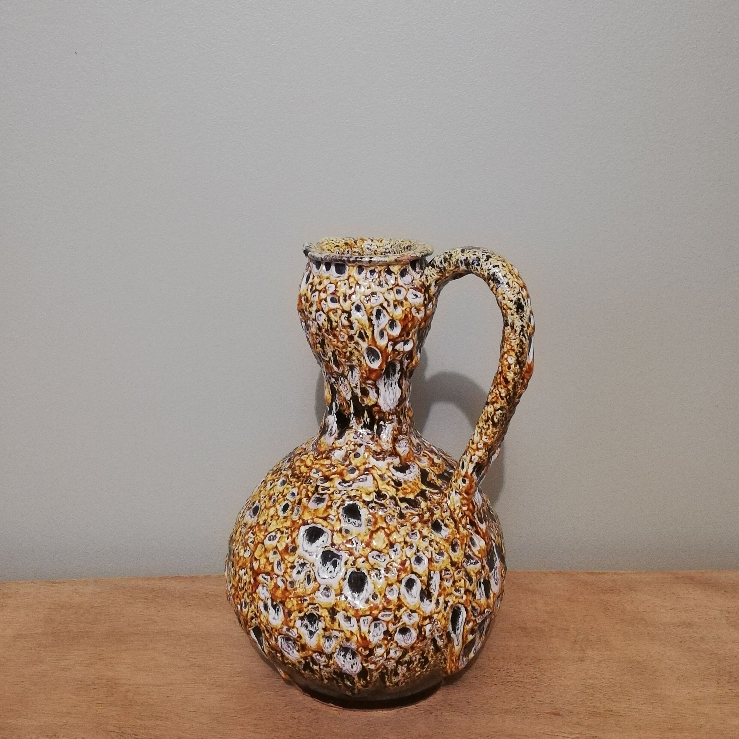 Honey colored Fat Lava ceramic pitcher vase