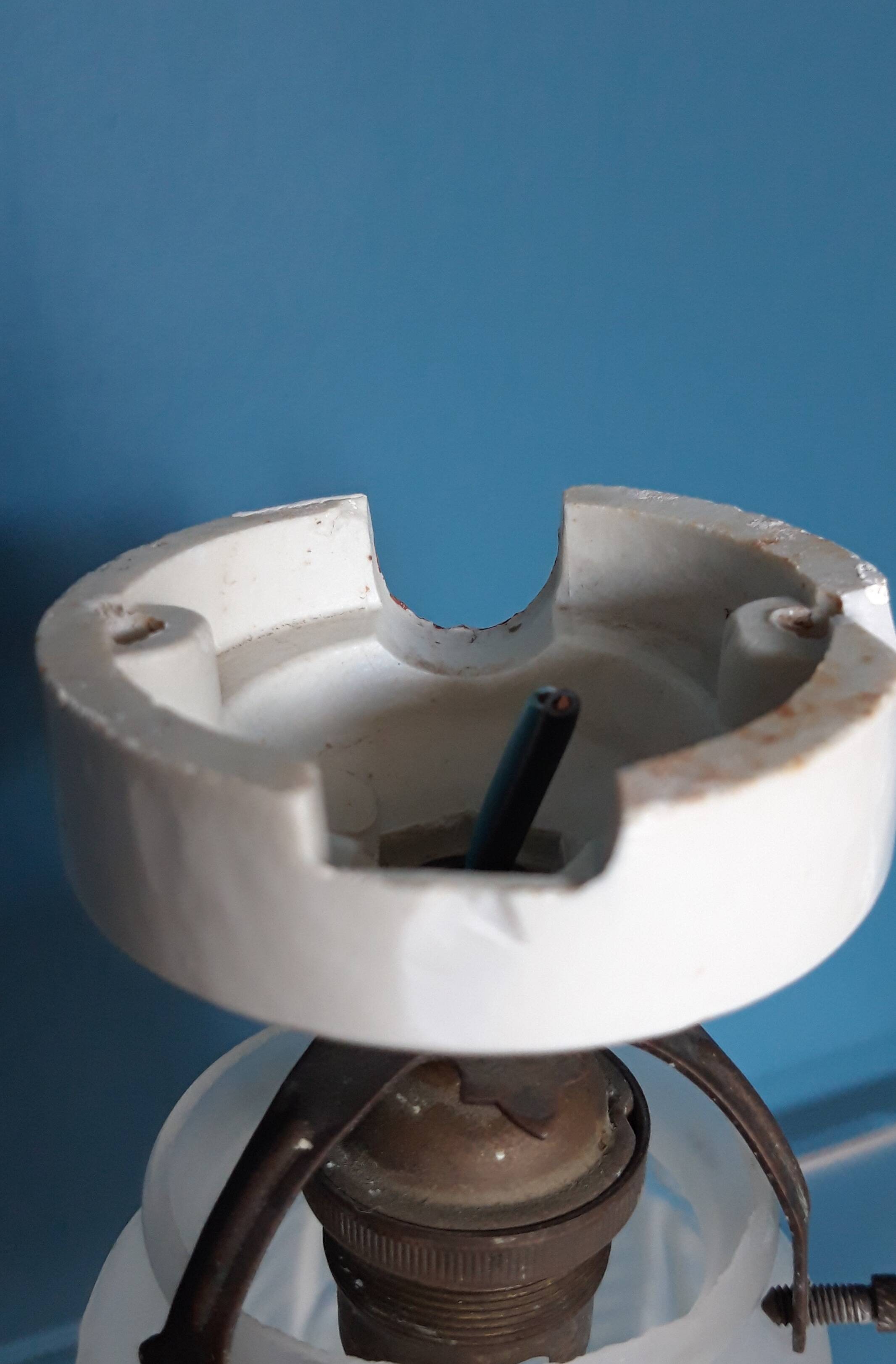 Pair of Art Nouveau 1900 frosted glass ceiling lights and their base