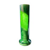 Large Art Nouveau vase in crackled green glazed stoneware – Baluster neck