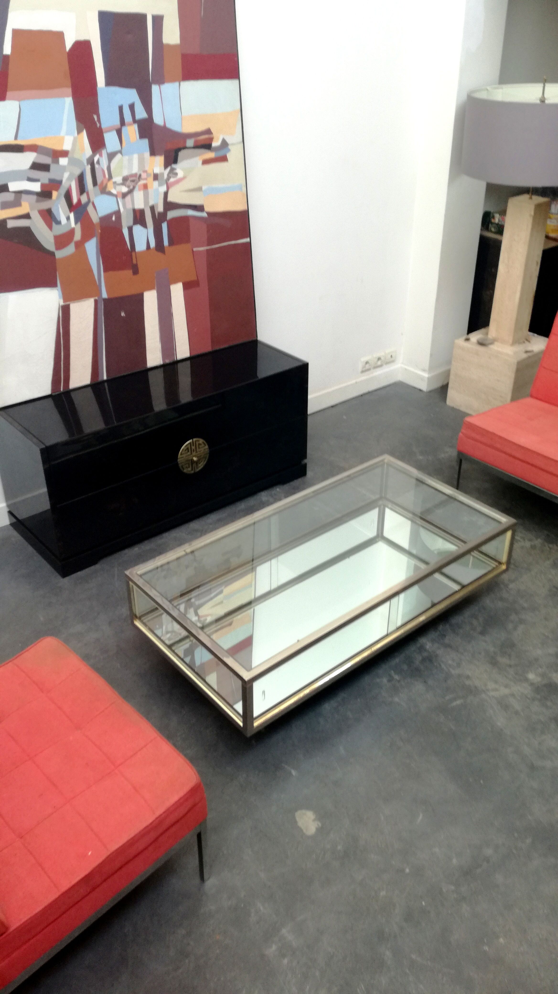 1970 chrome showcase coffee table