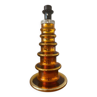 Metallic Amber Glass Table Lamp by Gustav Leek for Orrefors, 1960s