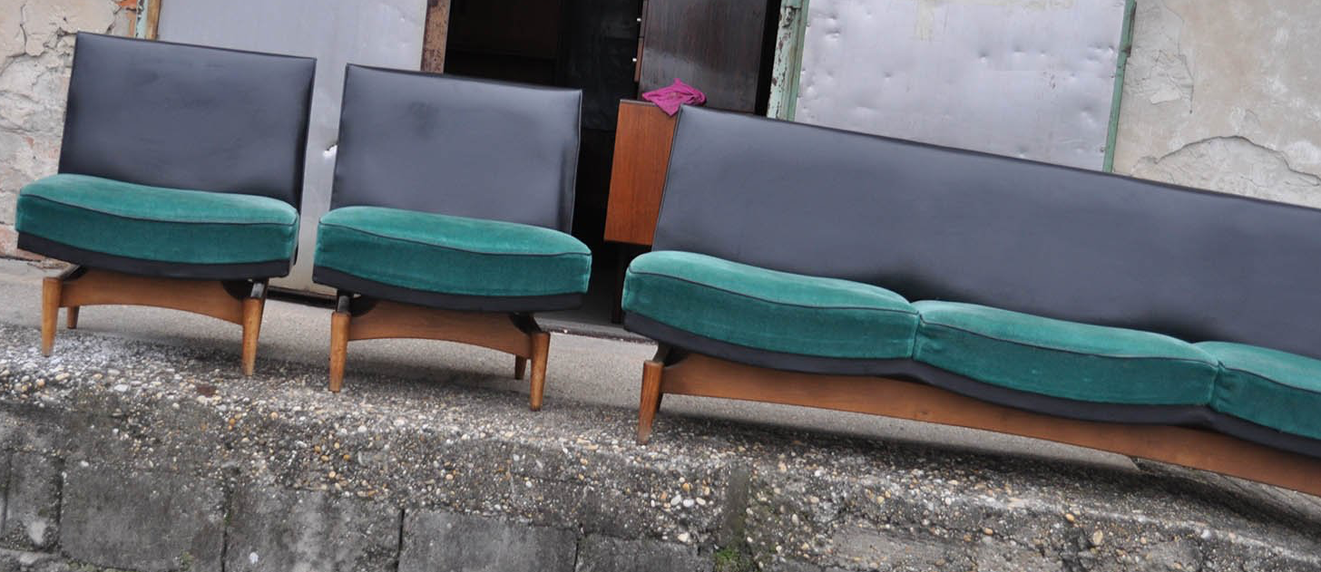 Mid-century danish sofa & armchairs, 1960s, set of 4