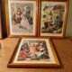 3 old Cinderella illustrations framed under glass