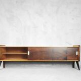 Swedish Rosewood and Burl Birch Low Sideboard, 1960s