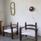 Miroir osier tressé Italie années 60 ovale