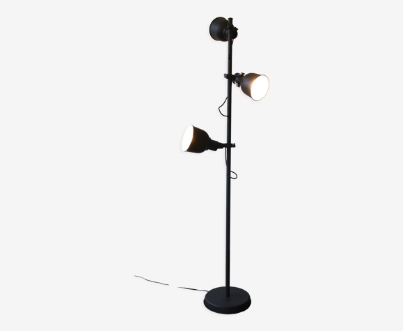 Lampadaire 3 spots, métal laqué gris