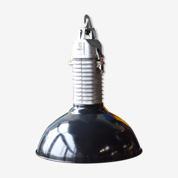 Lampe suspension industrielle gamelle émaillée philips usine 1960'