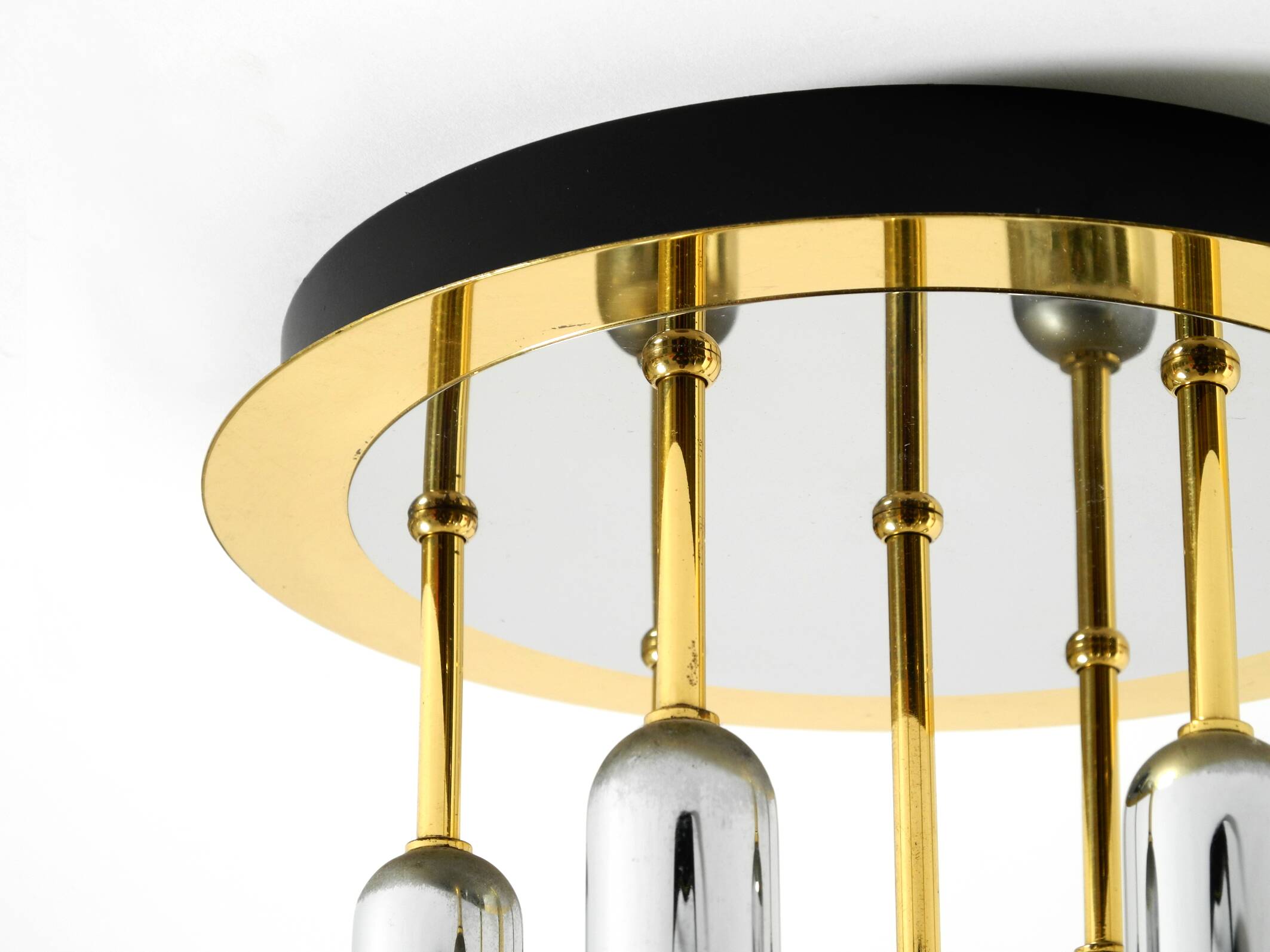 80s Post-Modern Ceiling Lamp by Schmidt Leuchtenfabrik, in brass and chrome