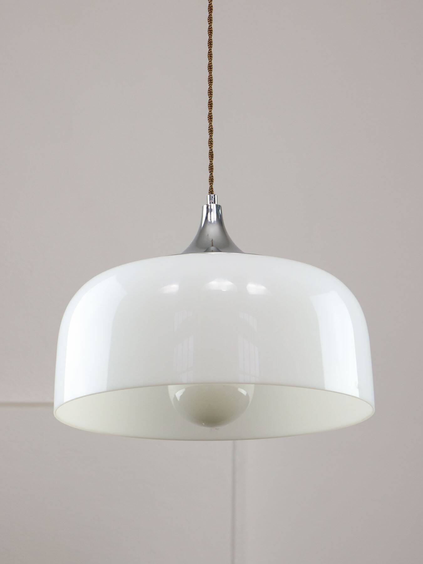 Space Age White Pendant Lamp from Guzzini, 1960s