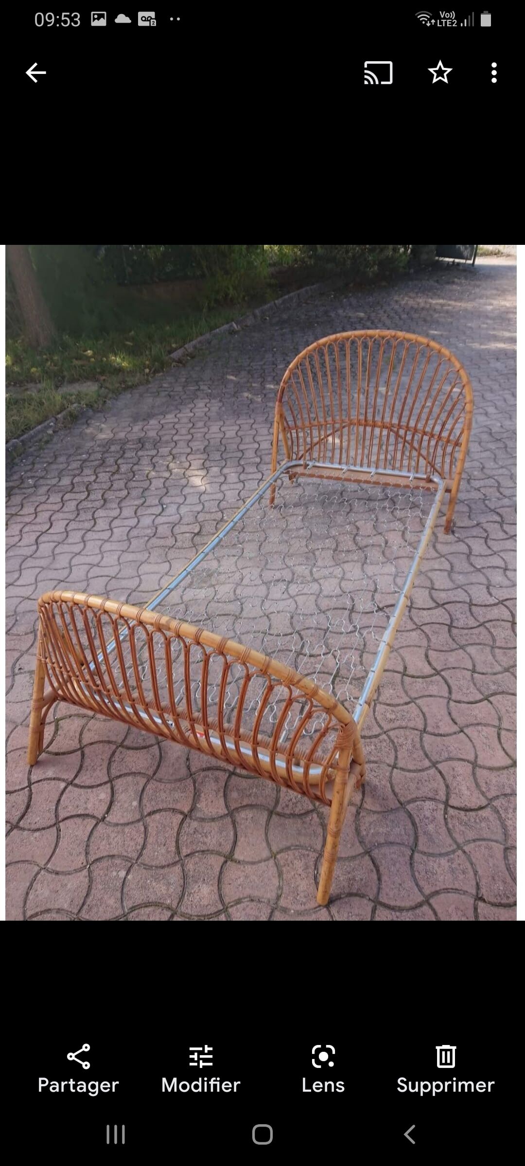 Vintage rattan basket bed 1 place