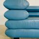 Vintage retro Swedish 2 seater turquoise leather sofa