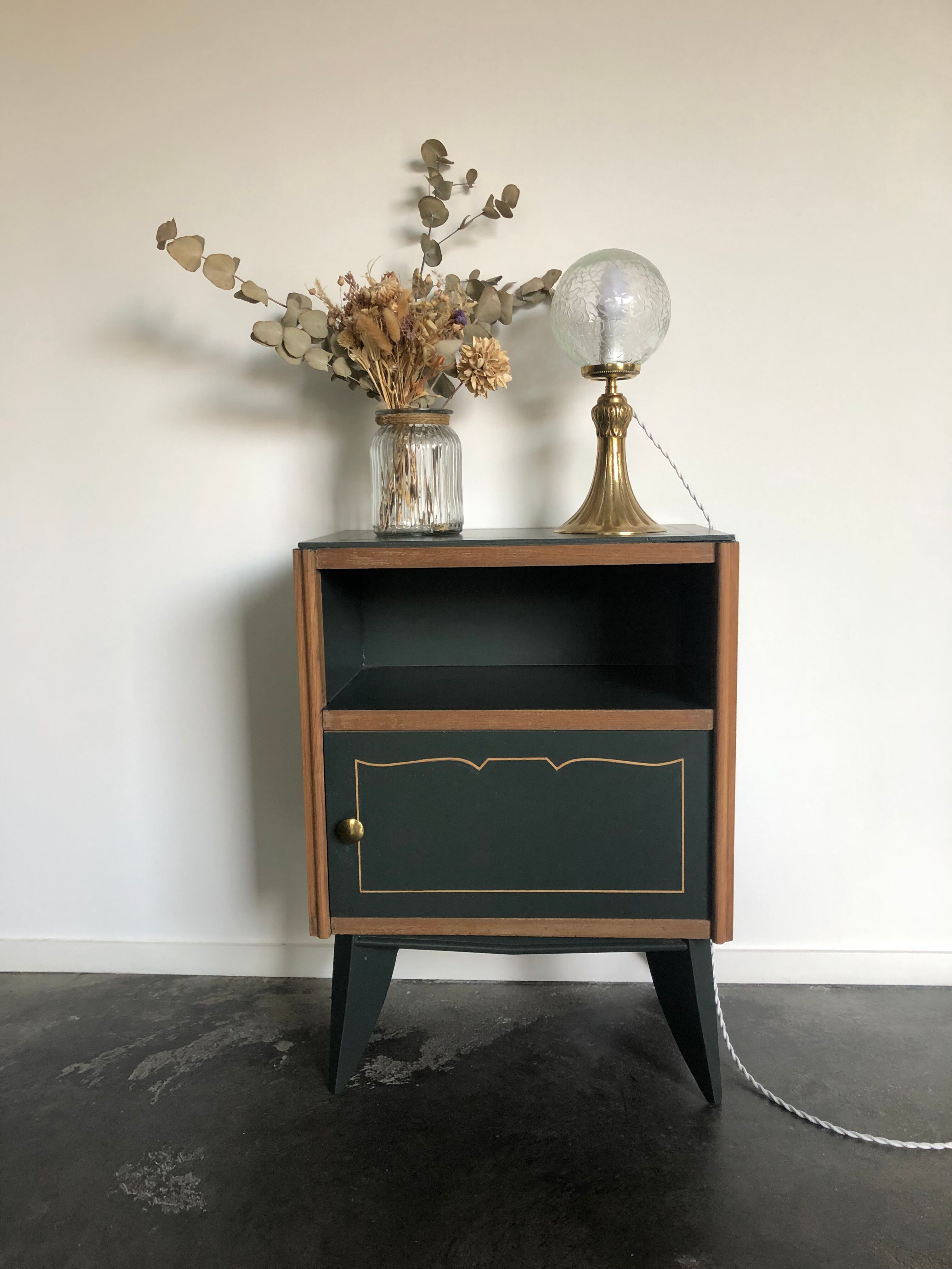 Bedside art deco obsidian green