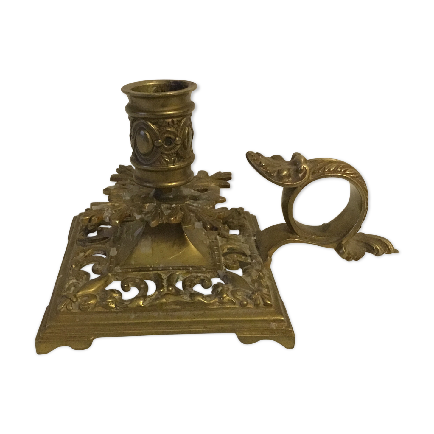 LED cellar candlestick 18- 19th open décor fleur de lys