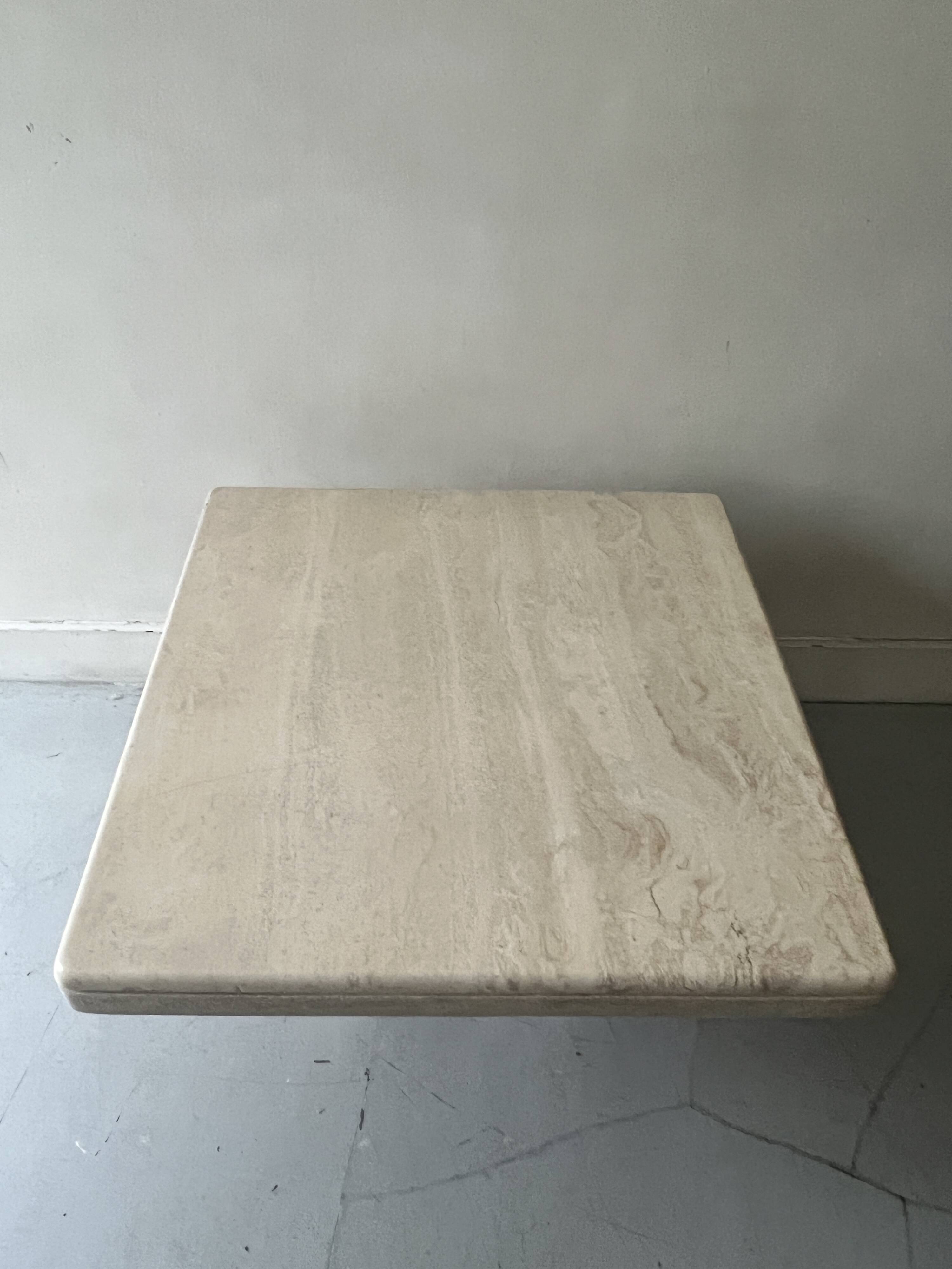 Square travertine coffee table, Italy 1970
