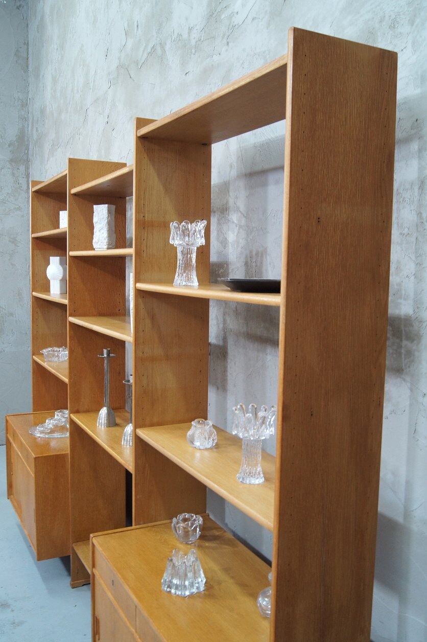 Scandinavian oak modular wall unit, 1960s