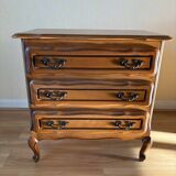 Vintage wooden chest of drawers, Louis XV style with curved drawers