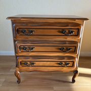 Vintage wooden chest of drawers, Louis XV style with curved drawers