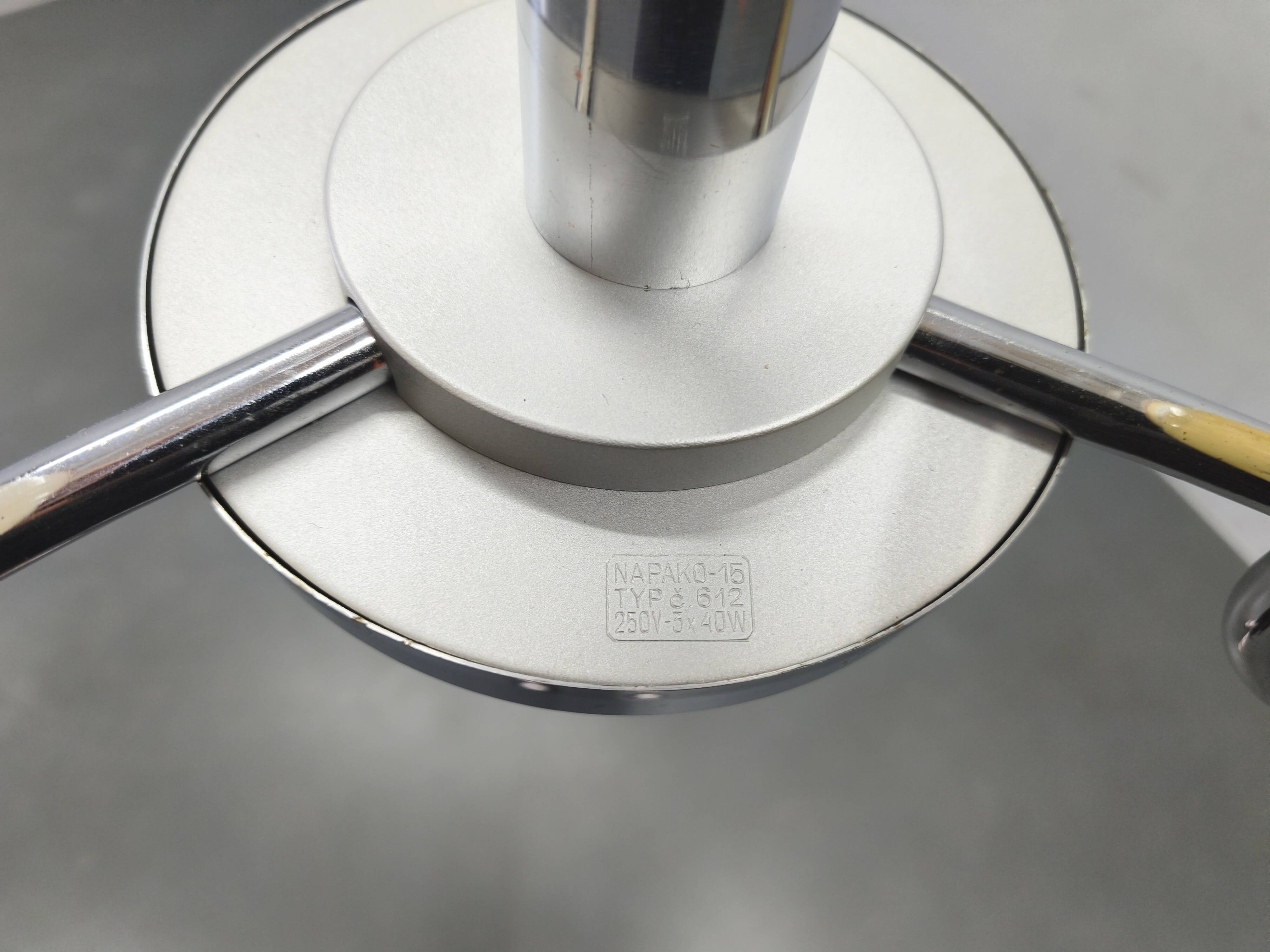 Art Deco Chandelier by Napako, Chrome & Marble Glass, 1930s