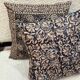 Indian cotton block print cushion with “flower” pattern - indigo blue
