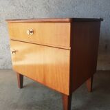 Vintage 70s light wood bedside table