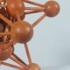 Vintage wooden atomic model, structural, Danish Scandinavian style, mid-century.