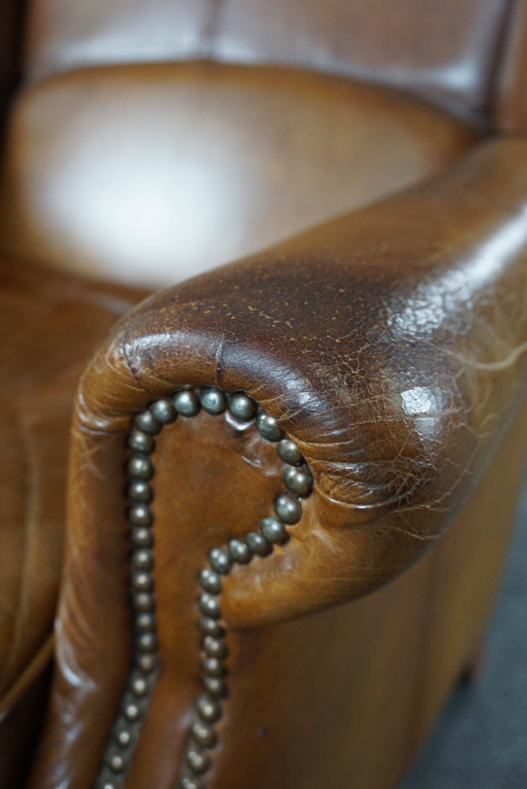 Cowhide leather armchair