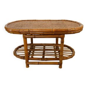 table basse vintage bambou - osier