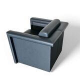 Pair / Trix and Robert Haussmann / Dark grey leather chairs by Knoll