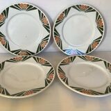 4 old earthenware plates decorated Alsace