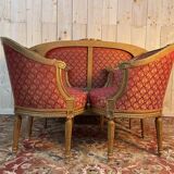 Salon corbeille en bois doré de style Louis XVi