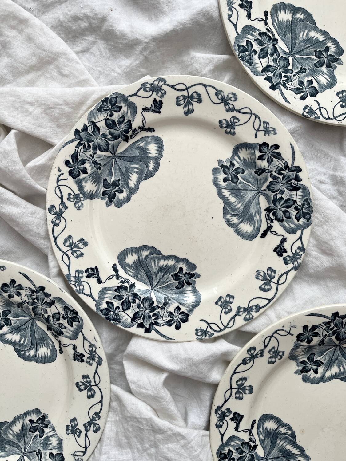 4 ironstone dinner plates “Les Violettes” Salins