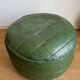 Green patchwork pouf in Sède leather