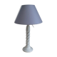 Lampe à poser pied blanc et gris en bois, abat jour gris