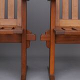 Set of four pine Scandinavian armchairs 1930
