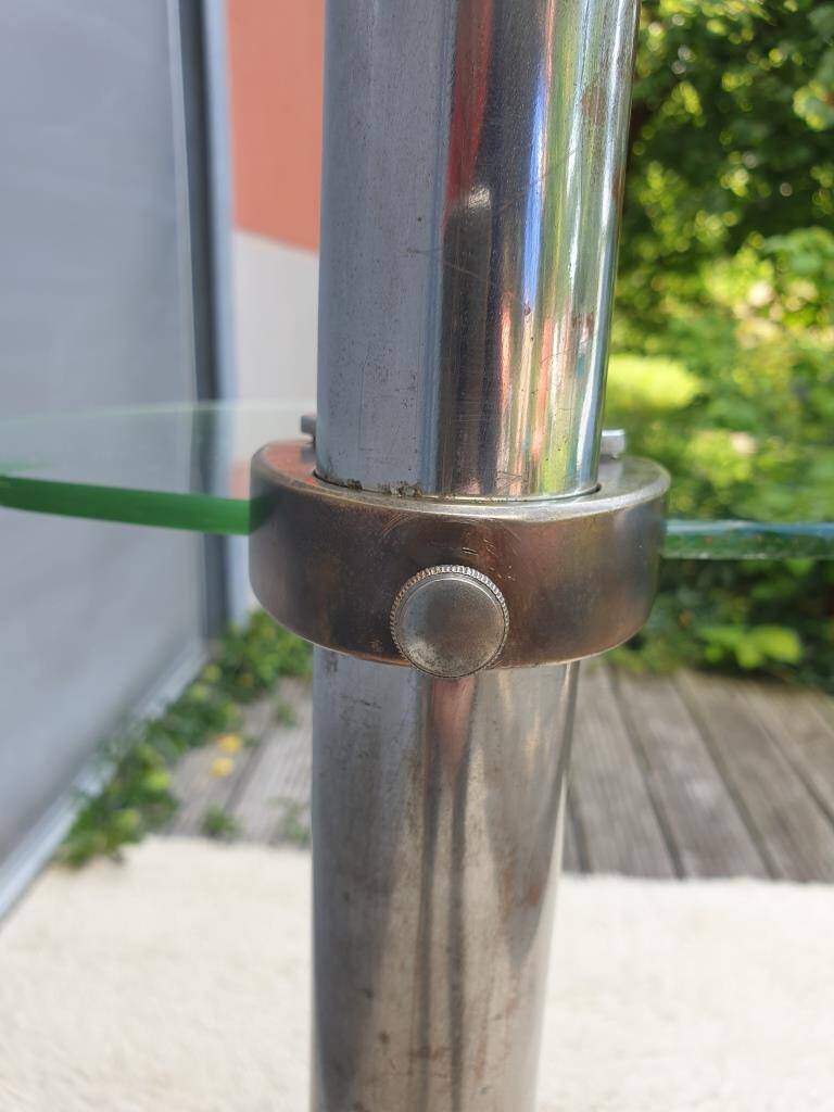 Art Deco chrome brass display 3 glass shelves