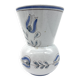 Blue glazed earthenware vase – stylized floral decoration – signed on the base