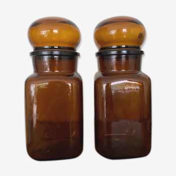Officine-type hermetic jar in amber glass