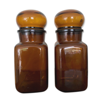 Officine-type hermetic jar in amber glass