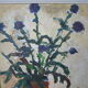 oil on cardboard table represents a bouquet. signed,dated