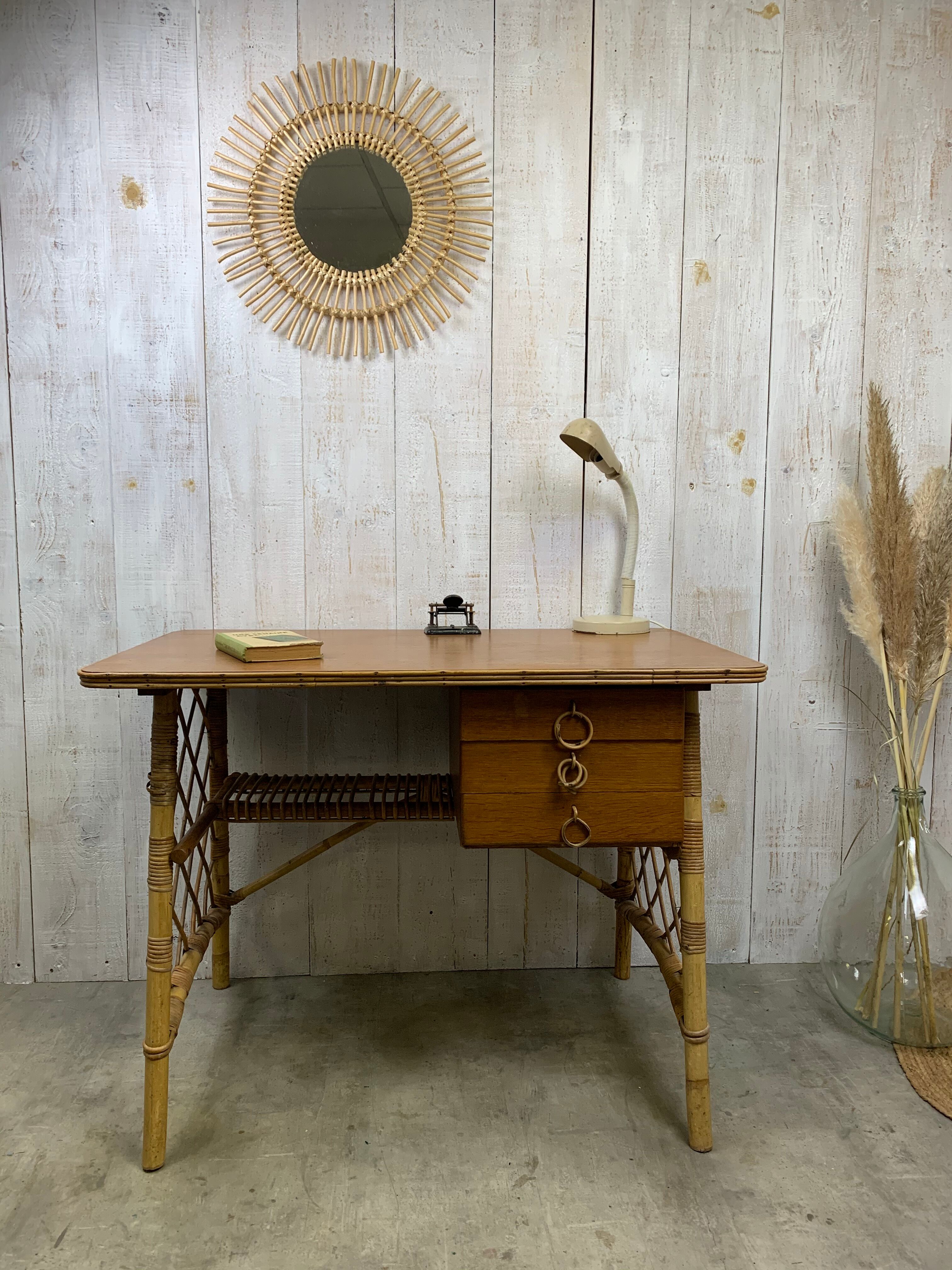 Louis Sognot rattan desk