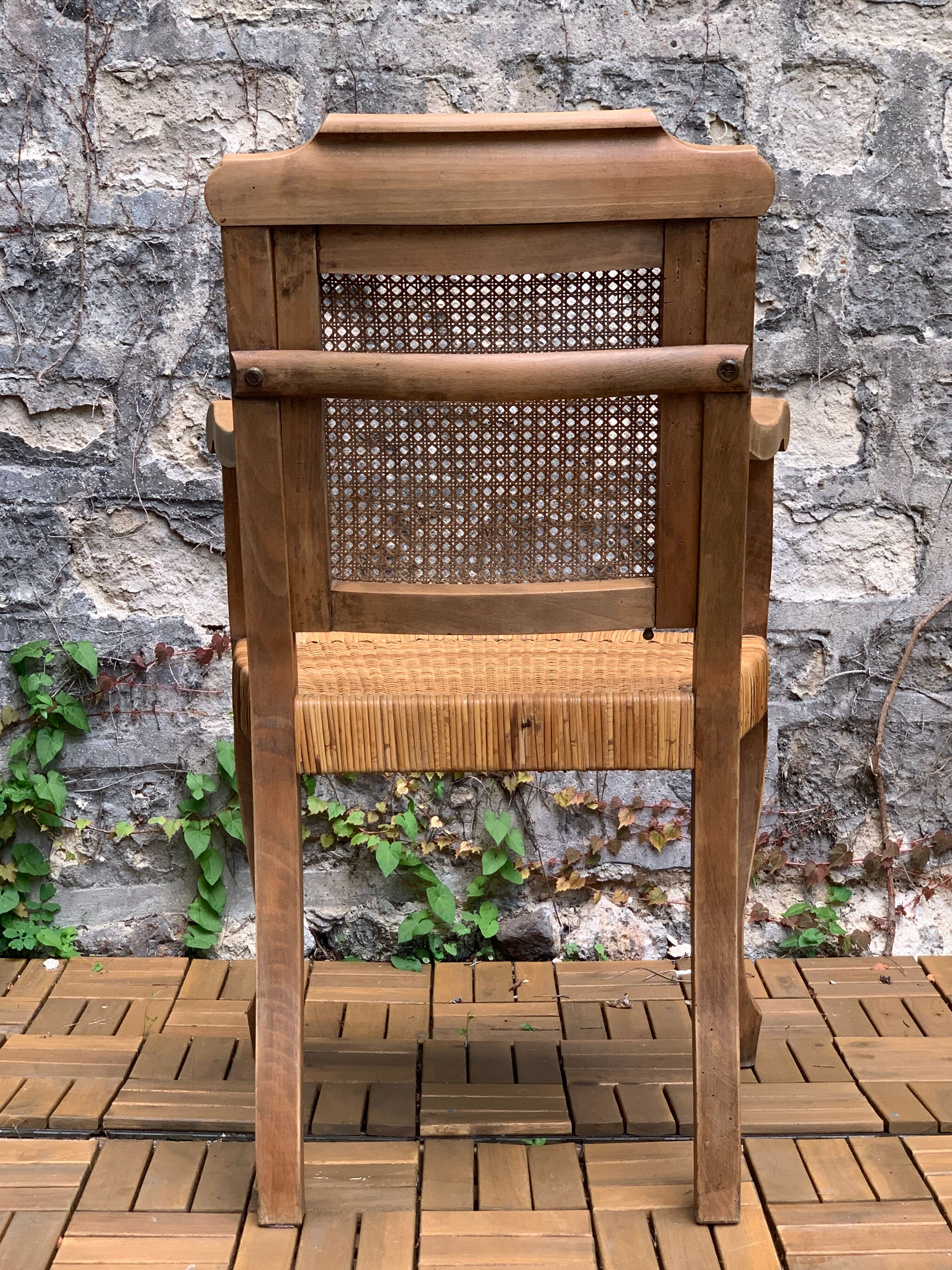Barber's armchair in wood cannage and straw 1900