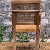 Barber's armchair in wood cannage and straw 1900