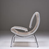 Post-modern pair of easy chairs in chrome and plastic wire - 1960s