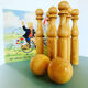 Set of 7 vintage wooden skittles and two balls