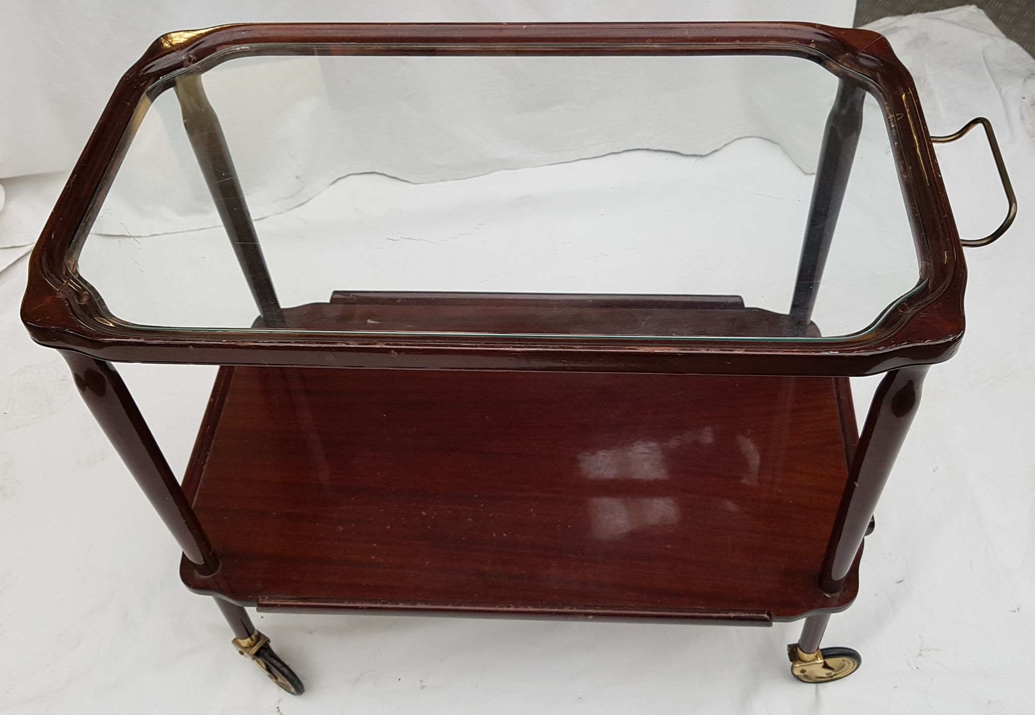 Serving trolley table on wheels vintage 2 trays