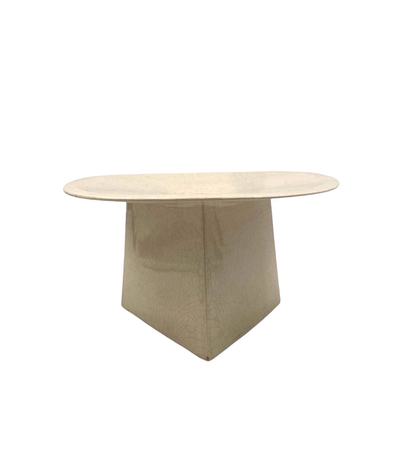 White craquele ceramic vide poche, leDuc France 1970s