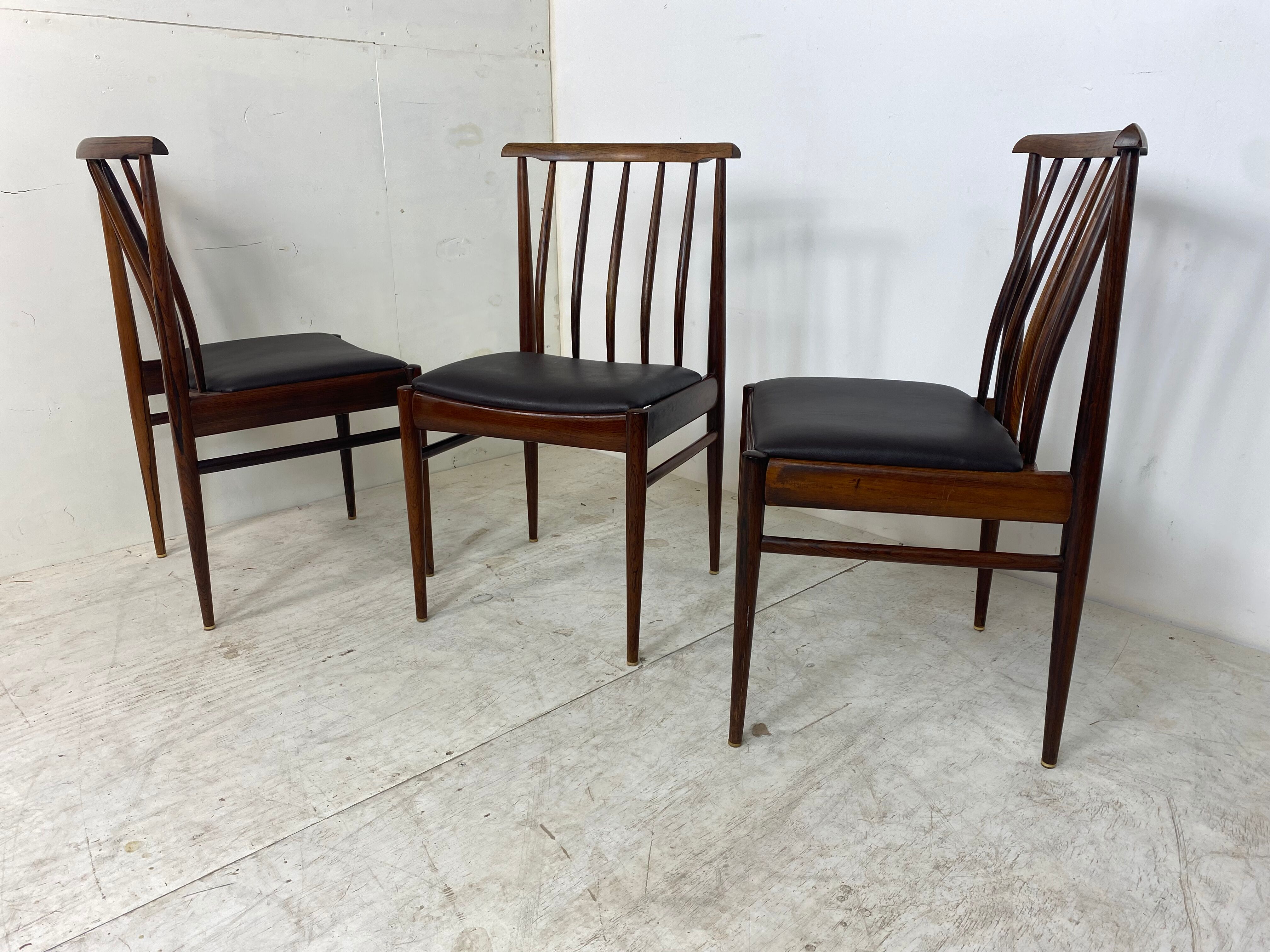 Chaises de salle à manger scandinaves, années 1960, Ensemble de 3