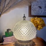 Old diamond tip table lamp - Glass and Bronze - Circa 1920