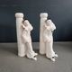 Pair of Pierrot candlesticks in earthenware - 1980s